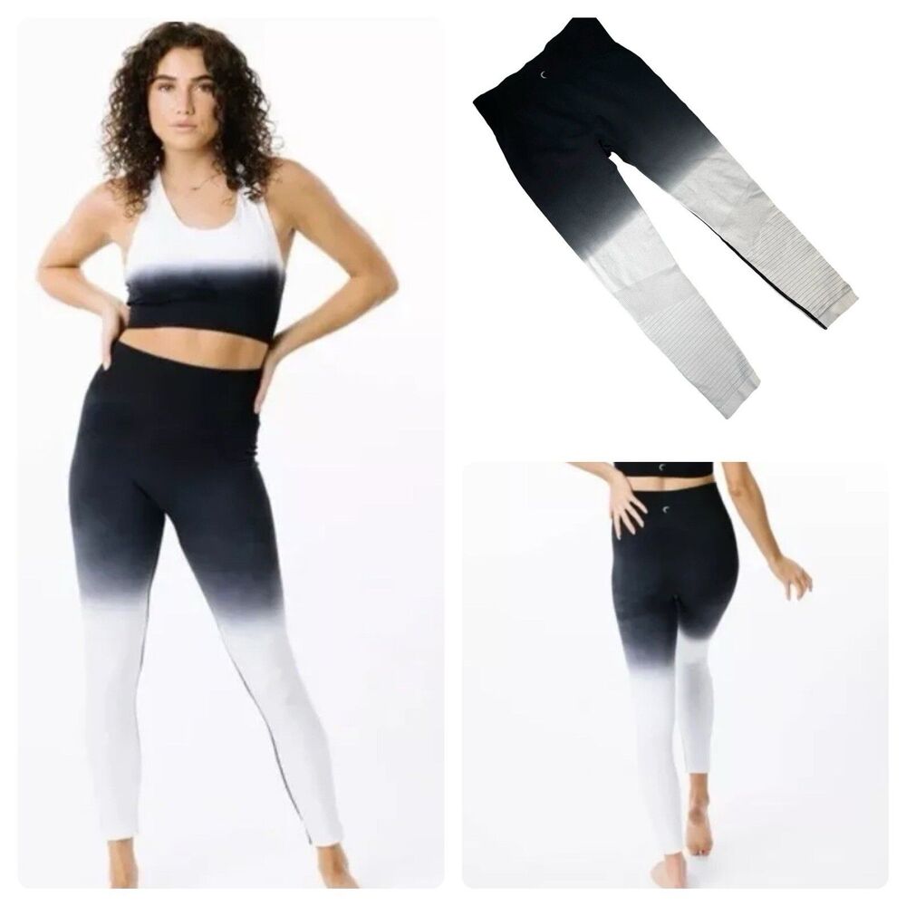 Zyia Active Black White Ombre 7/8 Leggings Womens Large High Rise